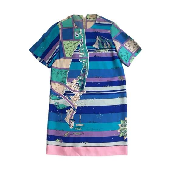 Women's Emilio Pucci Blue Green Silk Dress Size 34 - Picture 2 of 5